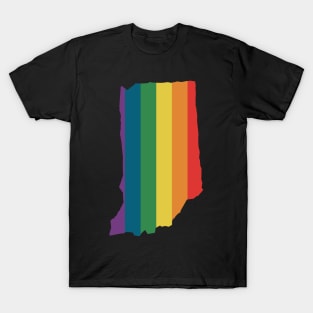 Indiana State Rainbow T-Shirt